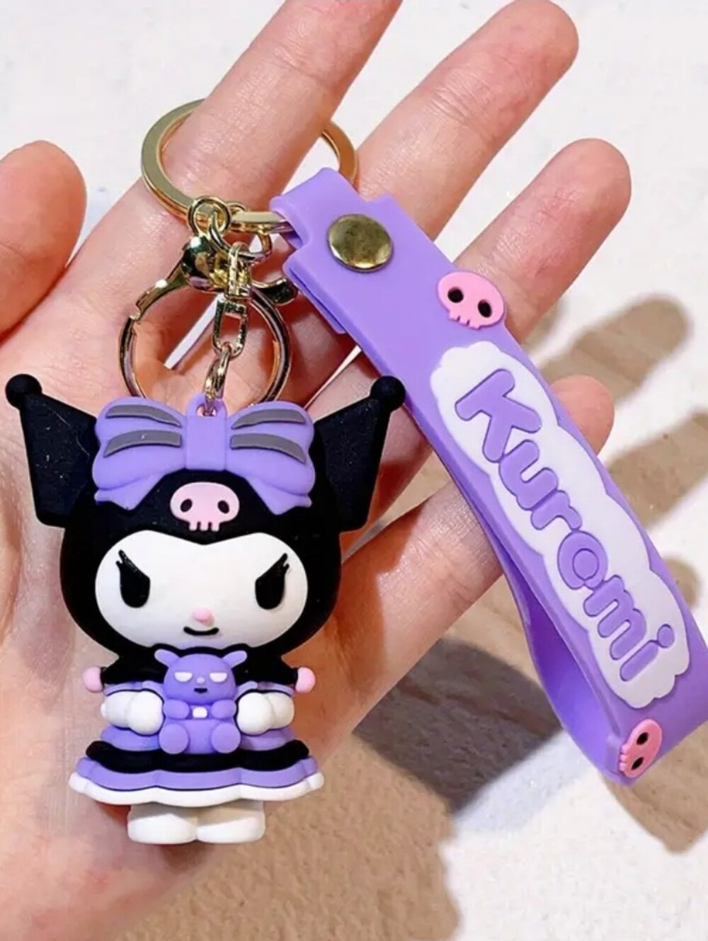 Kuromi Hold A Doll Keychain Bag Charm